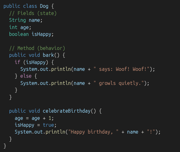 detailed dog class example