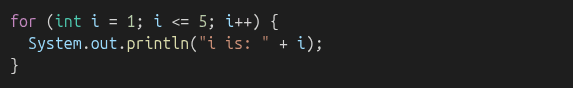 for loop structure