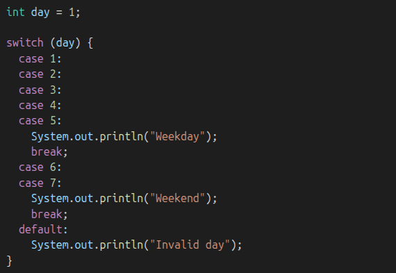 switch statement output